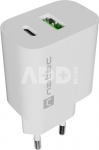 Natec Ribera USB Charger 1X USB-A + 1X USB-C 20W, White