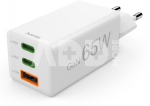 00201996 Fast Charger GaN, 2x USB-C, 1x USB-A, Mini Charger, PD, 65W