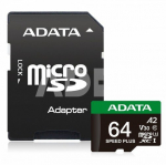 Adata microSD Speed Plus card 64GB UHS1 U3 V30 A2 160/140 MB/s