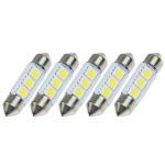 5 tk 36mm 3SMD 5050 12V LED puhas valge Car Festoon Map interj&ouml;&ouml;ri kuppelvalgusti