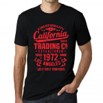 Meeste vintage T-s&auml;rk graafilise tr&uuml;kiga California Trading 1972 S&uuml;gavmust Punane tekst XS must