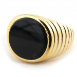 Chevali&egrave;re Plaqu&eacute; Or 'King' onyx dor&eacute; - 14 mm 56 must