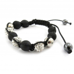 Les Tr&eacute;sors De Lily [J5347] - Bracelet ethnique 'Shambhala' noir blanc must