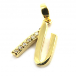 Les Tr&eacute;sors De Lily [M8790] - kullatud ripats  Letter N  valge kuld - 21x10 mm kuld