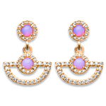 Les Tr&eacute;sors De Lily [P0192] - Boucles plaqu&eacute; or 'Princesse Opale' rose dor&eacute; - 18x13 mm Heleroosa