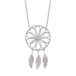 Les Tr&eacute;sors De Lily [P1964] - Collier Argent 'Navajos' argent&eacute; (rhodi&eacute;) dreamcatcher attrape r&ecirc;ves h&otilde;be
