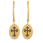 Les Tr&eacute;sors De Lily [Q8413] - kullatud  Cross  mustast kullast k&otilde;rvar&otilde;ngad - 14x10 mm must