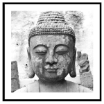 Les Tr&eacute;sors De Lily [Q7658] - Cadre verre 'Noir & Blanc' (bouddha en pierre) - 45x45 cm valge