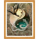 Teemanttikandid, yin Yang Dragon, 5d teemantmaal T&auml;isteemant ristpistes pilt 20X30CM