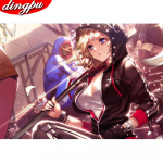 DINGPU t&auml;ispuuritud &uuml;mmargune teemantmaaling 5D tikandid kodukaunistus mosaiik k&auml;sitsi valmistatud kingitus 20X30CM