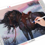 Teemanttikandid Hobune Teemantmaal Talvine Mosaiik Ristpistes Loomade K&auml;sit&ouml;&ouml; Sisustus Koduks Full Round (20X30CM)