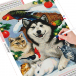 5D DIY Teemantmaali Loom t&auml;ispuur K&auml;sitsi valmistatud Kingitus Teemantmosaiik J&otilde;ulukivikomplekt Koera kodukaunistus Full Round (20X30CM)