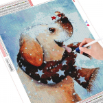 Teemantmaaliv koer t&auml;isruudukujuline &uuml;mmargune teemanttikandid loomamosaiik talv k&auml;sitsi valmistatud kingitus kodukaunistus seinakunst Full Round (20X30CM)