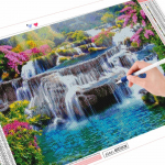 Teemantmaaling kosk t&auml;isruudukujuline &uuml;mmargune ristpistes teemanttikandid maastik Mosaiik luige kivikivikomplekt Kodukaunistus Full Round (20X30CM)