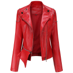 Naiste moe kunstnahast jope, lukuga PU Moto Biker Neet, &otilde;last volangidega &auml;&auml;ris, k&auml;rbitud &otilde;huke mootorrattamantel, vabaaja l&uuml;hikesed &uuml;ler&otilde;ivad s&uuml;giskevadeks S