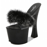 Platvorm Sexy Heels Slipper koos karusnaha &ouml;&ouml;klubi sussiga 40 must