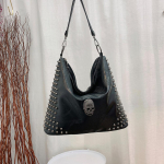 Vintage needi kandekotid Skull Design Bucket Bag Naiste &otilde;lakotid Pehmest PU-nahast Ostlemine Suure mahutavusega gooti must