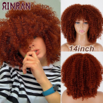 XINRAN l&uuml;hike lokkis blond parukas mustanahalistele naistele Afro krussis lokkis parukas tukkidega S&uuml;nteetiline looduslik liimita Ombre pruun blond Cosplay parukas 35CM