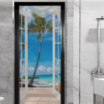 Akna v&auml;lisukse kleebis elutuppa Magamistoa DIY Isekleepuv tapeet Kodusisustus Ukseplakat Renoveerimine Lihtne kleepida 77x200cm(cut 2 pcs)