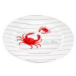 Les Tr&eacute;sors De Lily [R6535] - Melamiinist lame taldrik  La Mer  punane valge - 25 cm (krabi) punane