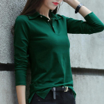 N&ouml;&ouml;biga T-s&auml;rk Naiste s&uuml;gistopsid Turn Collar Slim puuvillane T-s&auml;rk Naiste pikkade varrukatega Naiste riided Naiste T-s&auml;rk XL