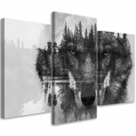 Kolmeosaline pildil&otilde;uenditr&uuml;kk Wolf Forest Animals Must 60x40 hall v&auml;rv