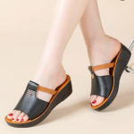 Kontsasandaalid PU naistekingad Suvesandaalid vabaaja jaoks hingavad mugavad sussid ja pl&auml;tud 35-40 35 must