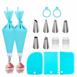 Torukottide ja otsikute komplekt Koogikaunistamise k&uuml;psetustarbed koos korduvkasutatavate torukottide ja otsikutega Standardmuundurid Silikoonr&otilde;ngad Koogikaunistamise t&ouml;&ouml;riistad 15 Pcs/Set sinine