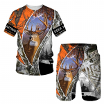 Kamuflaažijahi hirve mustriga 3D-prindiga meeste T-s&auml;rk/l&uuml;hikesed p&uuml;ksid/&uuml;likond Sport stiilis l&uuml;hikeste varrukatega dressir&otilde;ivad vabaaja t&auml;navar&otilde;ivad S