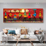 Aafrika kunst maastik ja naiste l&otilde;uendimaal Figuuriplakatid ja tr&uuml;kised Seinapilt Cuadrose elutoa sisekujunduse jaoks ilma raamita 60cm&times;170cm NoFrame