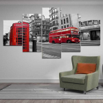 Maastik punane buss Londoni sillal 5 Paneell&otilde;uend Maalimine Plakatid ja tr&uuml;kised Seinapildid Kodukaunistus Elutuba Ilma raamita 30x40cm*2 30x60cm*2 30x80cm*1