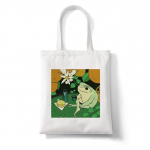 Cartoon Frog Print Naiste ostukott Naljakas loomamuster Suure mahutavusega kandekott Esteetika &Otilde;lakott Eco Canvas Bag K&auml;ekott 24*26cm