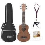 21-tolline Sapele Ukulele Hawaii V&auml;ike kitarr, 4-keeleline Ukulele S&uuml;damekujuline Sound Hole Musical gray