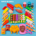 Simuleerige BBQ m&auml;nguasjade komplekti, moedisain, 100% uhiuus, kvaliteetne. Ohutu, keskkonnas&otilde;bralik, mittetoksiline, &otilde;rn tunne, soovitatav vanus alates 3 aastast 35pcs no grill