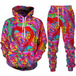 Sweet Love Heart 3D Prindiga meeste/naiste dressikomplektid vabaaja kapuutsi ja p&uuml;kstega 2 tk. Komplektid Oversize Pullover Trend Couple L