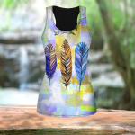 3D-kollaste sulgedega treeningu jooga j&otilde;usaali tr&uuml;kitud suvespordis&auml;rgid suures suuruses vestid XS sinine