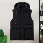 Meeste talvejoped, kapuutsiga, suures suuruses L-8XL vabaaja kamuflaažiga varrukateta parkad, meeste s&uuml;gisene vest Paks soe polsterdatud vest L must