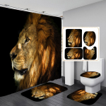 4 tk Lion seeria du&scaron;ikardinate komplektid vannitoa libisemiskindlatele vannitoavaipadele kaas WC kate vannimatt