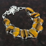 Tiigrisilma kaelakee 925 Sterlingh&otilde;bedast kaelakee Tervendava kivi ehted Reguleeritava keti kaelakee V&auml;&auml;riskivi K&auml;sit&ouml;&ouml;ehted Kingitus s&otilde;brale