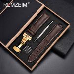 18mm 20mm 22mm 24mm ehtsast nahast kellarihm, must pruun pehmest vasikanahast kellarihm, karbiga automaatne liblikas 22mm