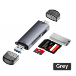 Multifunktsionaalne 6-&uuml;hes kaardilugeja USB 3.0 kuni C-t&uuml;&uuml;pi mikro-OTG-adapteri tugi TF SD-kaardi USB-m&auml;lupulk Android-s&uuml;learvutite ja -tahvelarvutite jaoks hall v&auml;rv