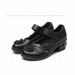 2023. aasta retrostiilis k&auml;sitsi valmistatud nahast kingad, paksud kontsadega naised, lilled, &uuml;marad, k&otilde;rged kontsad 39 must