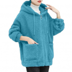 Naiste s&uuml;gistalvine kapuutsiga pingutuspael mantel pikkade varrukatega taskud lukuga plekk Paks pl&uuml;&uuml;skardigan v&auml;lir&otilde;ivad t&auml;navar&otilde;ivad L kohv