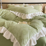 ins stiilis Korea stiilis nikerdatud piim samet neljaosaline voodi paksendatud soe korall samet talvine tekk katteleht 1.2m bed sheet 3pcs