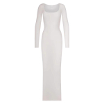 Naiste mood &uuml;hev&auml;rviline kootud puusa kandilise kraega pikkade varrukatega kleit Seksikas &otilde;huke kleit XL valge