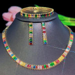 CMM 3tk Top S&auml;rav Mitmev&auml;rviline CZ India Round Choker Kaelakee K&otilde;rvar&otilde;ngad K&auml;ev&otilde;ru Ehete Komplekt Ball banketi kost&uuml;&uuml;m Kleit Aksessuaarid kuld