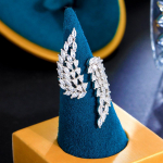 CMM trendikas Angel Wing Bling valge kuupmeetrist tsirkooniumoksiidist avatud manseti reguleeritav pika s&otilde;rmega s&otilde;rmus naiste pulma&otilde;htuks h&otilde;be