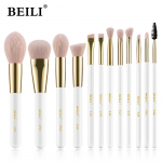 BEILI White Gold meigipintslid Professional Foundation lauv&auml;rvipuudri pintslid Kvaliteetsed roosad s&uuml;nteetilised jumestuspintslid 12pcs