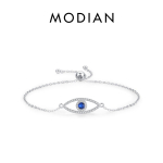 MODIAN 925 Sterling Silver S&auml;delev Sinised Silmad K&auml;ev&otilde;ru Reguleeritav Ketilink Naistele S&uuml;nnip&auml;evaehted Kingitus peened ehted h&otilde;be
