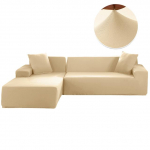 Diivanikatted elutoa jaoks Elastne tahke nurgadiivani kate L-kujuline Chaise Longue Slipcovers Tooli kaitse 145-185cm kreemikas